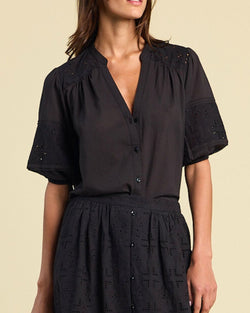 Loren Blouse | Black Handkerchief Eyelet