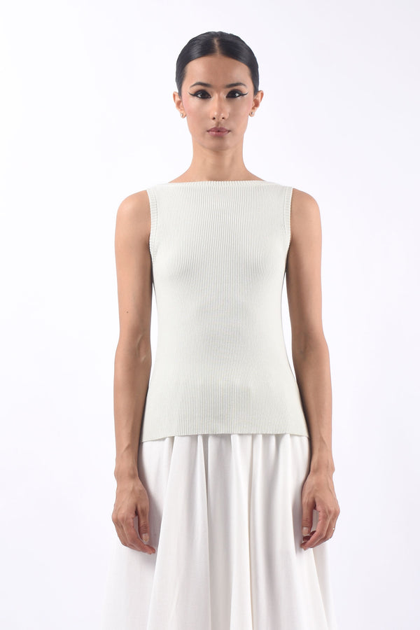 Boatneck Cropped Sleeveless Top | Luce