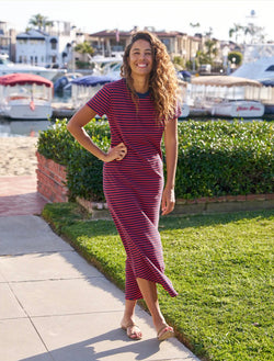 Harper Perfect Tee Maxi - Navy Red French Stripe