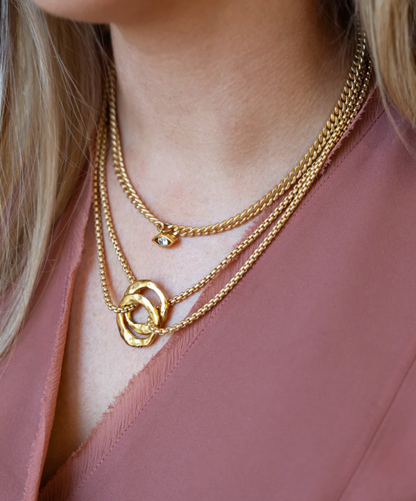 Matte Gold Double Circle Necklace