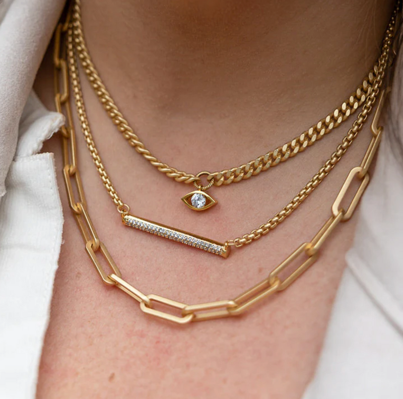 Matte Gold Paperclip Chain Necklace