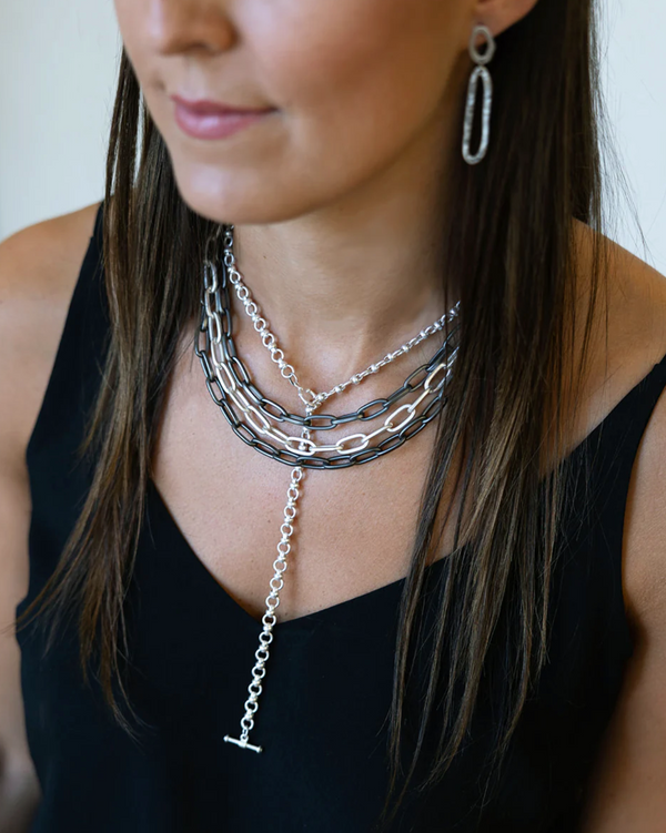 3 Strand Matte Silver Paperclip Necklace