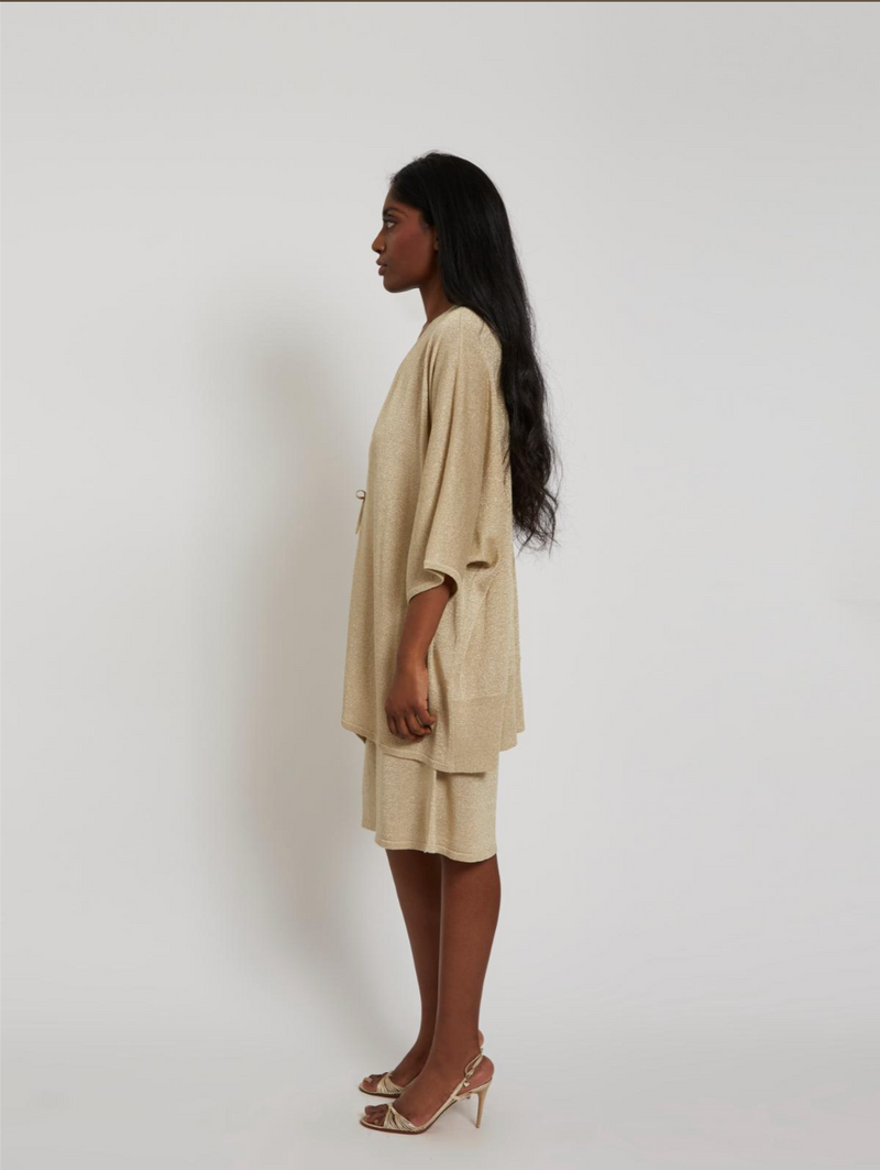 Metallic Oversized Tunic | Light Gold