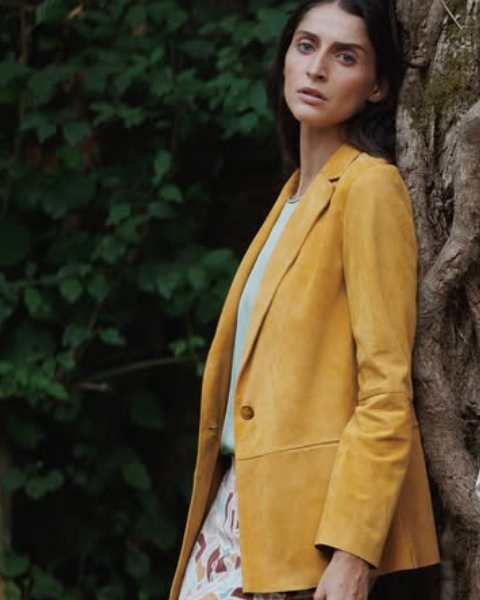 Suede Blazer | Mustard