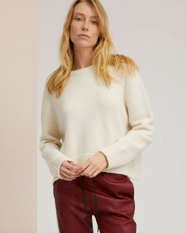 Heavy Cashmere Crew | Chalk