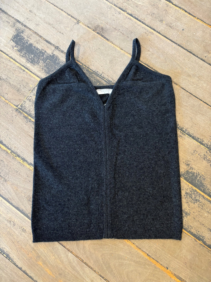 Cashmere Wool V Neck Tank | Anthracite