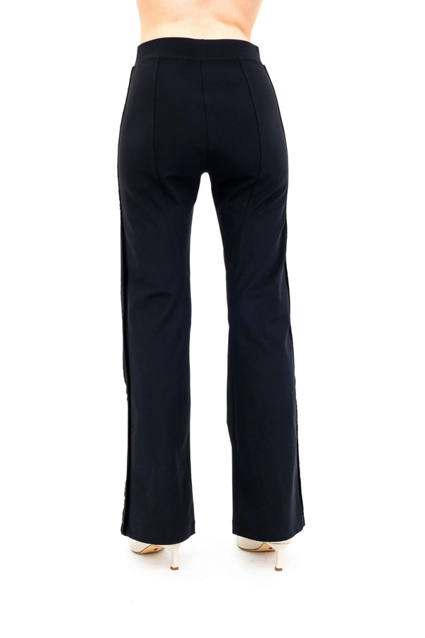 Arden Flare Pants with Velvet Stripe | Black