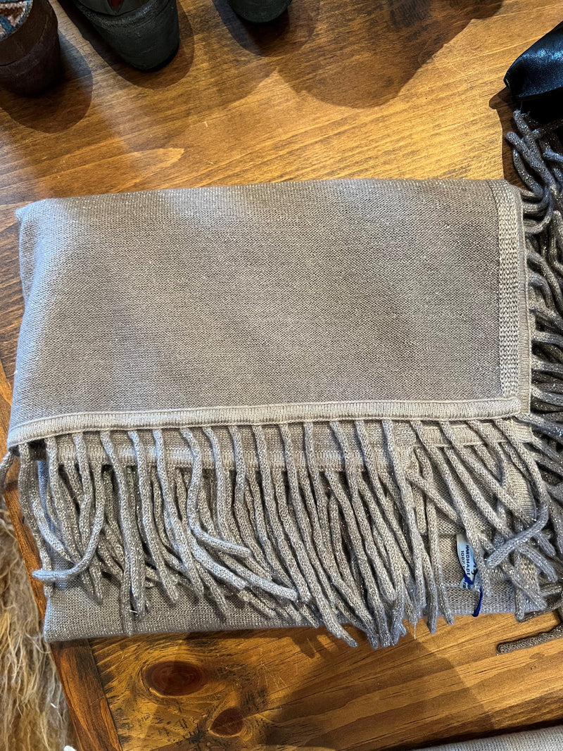 Cashmere Knit Scarf Silver Tassels | Dove Grey