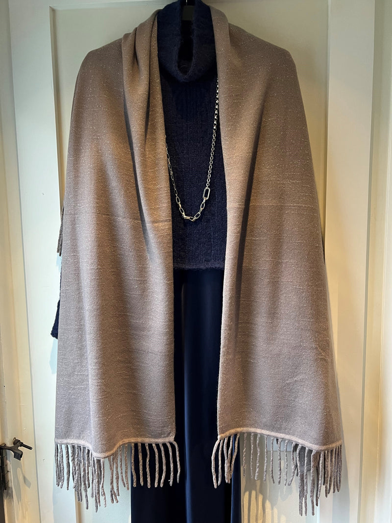 Cashmere Knit Scarf Silver Tassels | Dove Grey