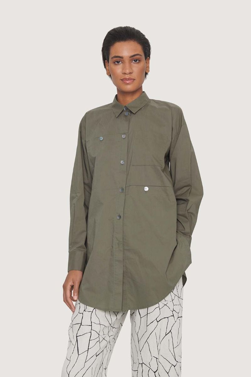 Cotton Cargo Shirt | Deep Forest