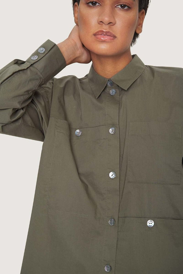 Cotton Cargo Shirt | Deep Forest