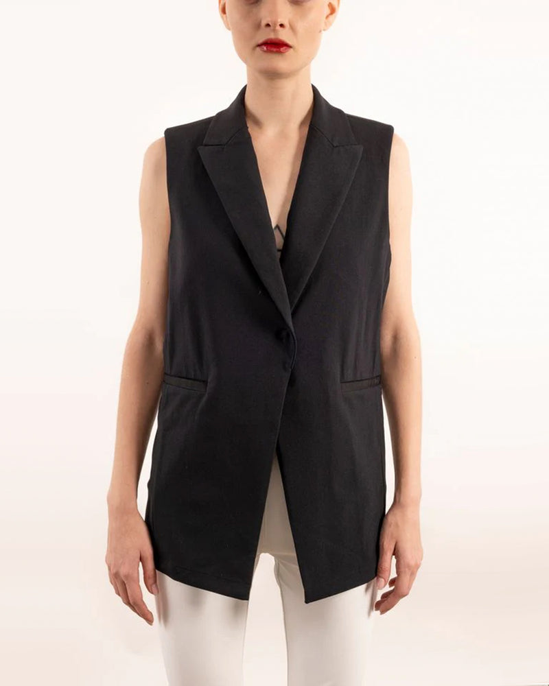 Yana Sleeveless Blazer | Black