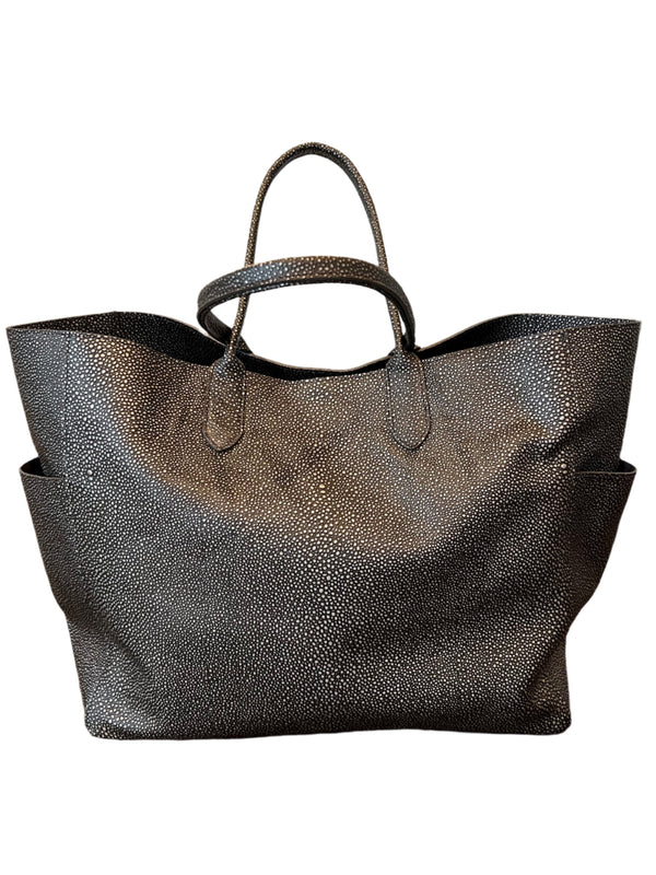 XL Pocket Tote | Pewter Shagreen