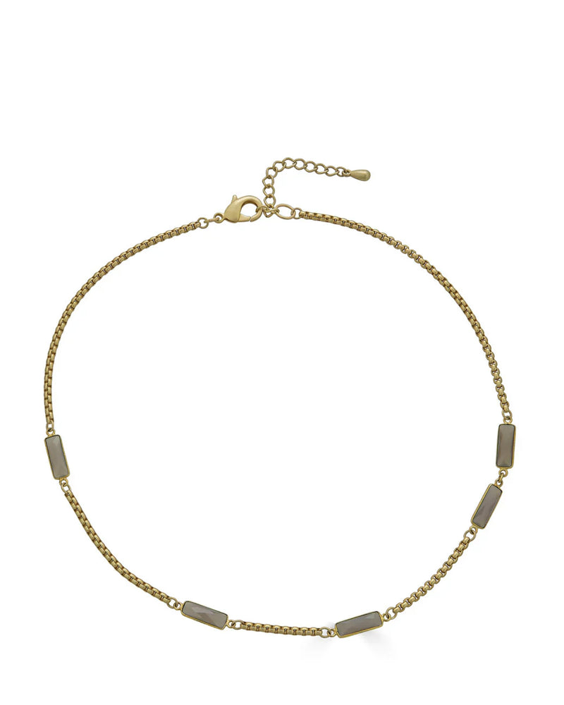 Grey Moonstone Baguette Short Necklace