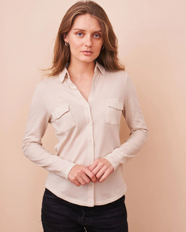 Cotton Cashmere Pocket Shirt | Greige