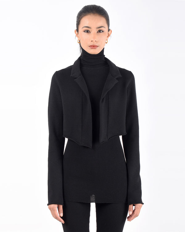 Cropped Merino Jacket | Black