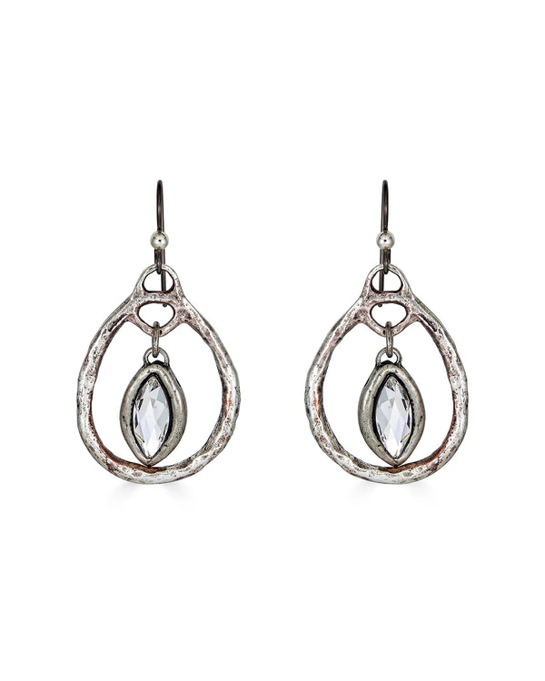 Silver Crystal Hoop Earring