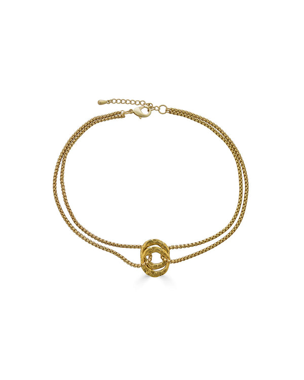 Matte Gold Double Circle Necklace