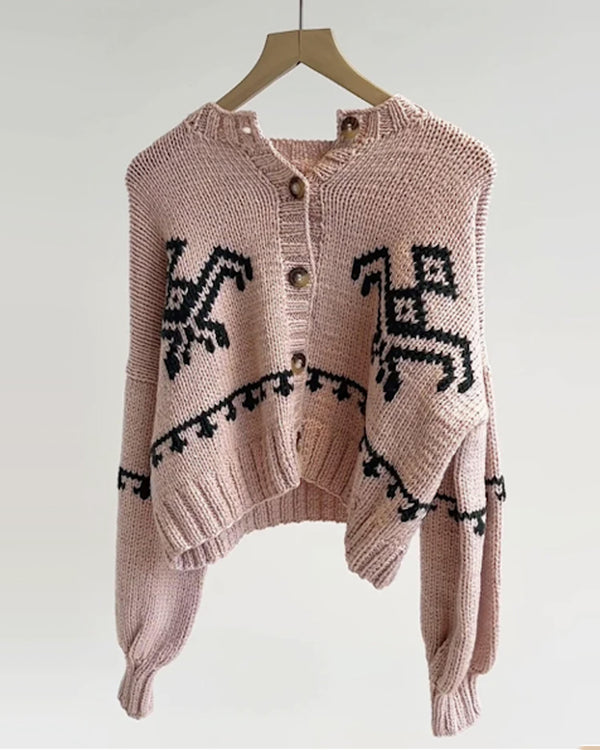 Inca Bird Chunky Cardi | Dusty Pink