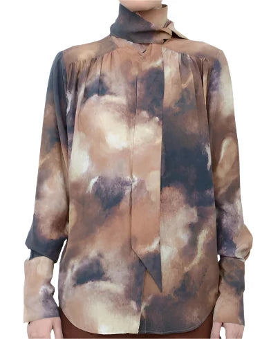 Aubrieta Blouse w/tie - Tie Dye Camo