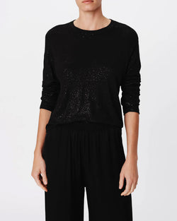 Long Sleeve Crop Tee Foil | Black