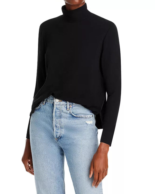 French Terry Mock Neck Long Sleeve | Noir