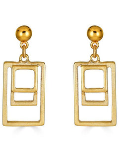 Nested Rectangle Matte Gold Earrings | Gold