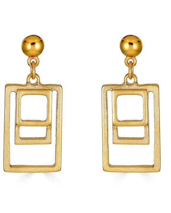 Nested Rectangle Matte Gold Earrings | Gold