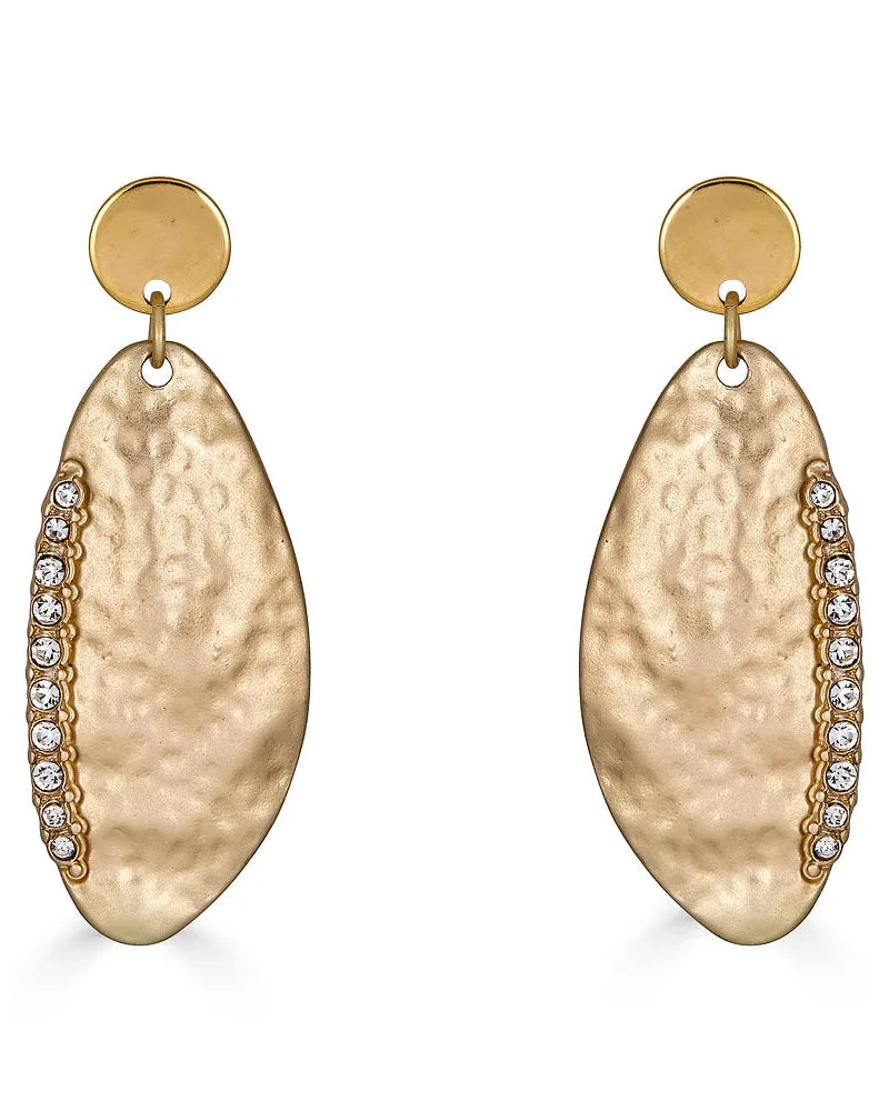 Matte Gold Earring with Rhinestones