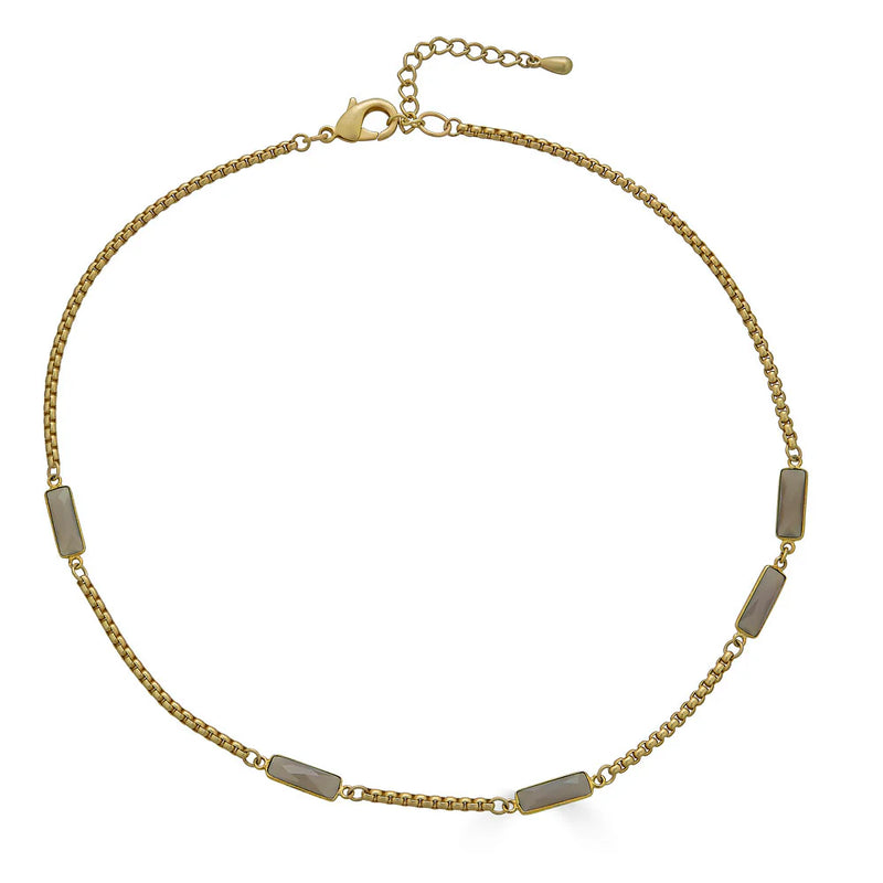 Grey Moonstone Baguette Short Necklace