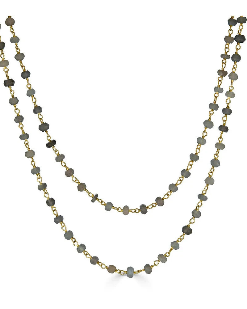 Two Strand Delicate Gray Moonstone Necklace