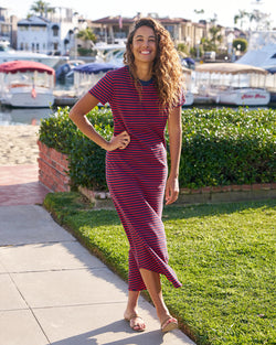 Harper Perfect Tee Dress | Navy Red Stripe