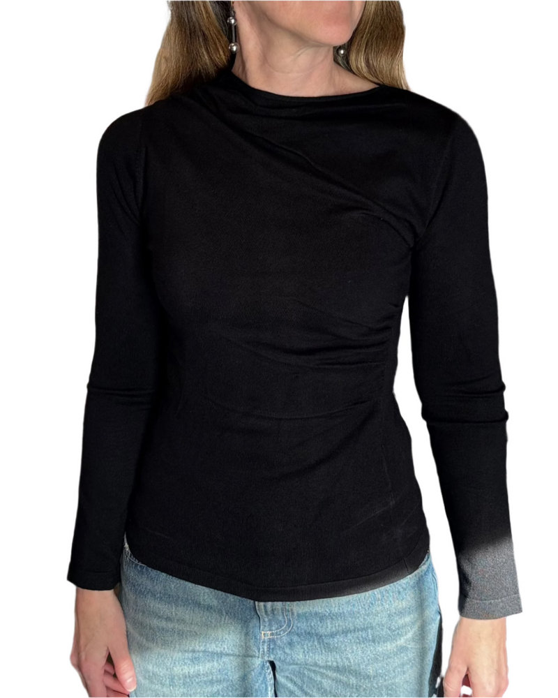 Jose Mock Neck Gathered | Black