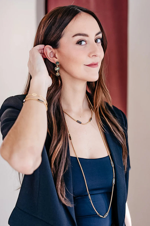 Labradorite Baguette Long Necklace