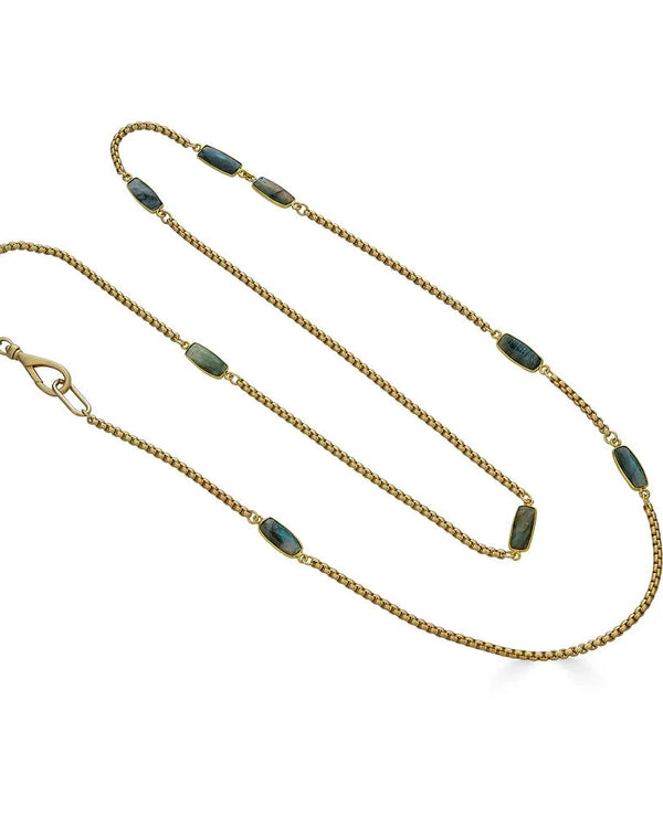 Labradorite Baguette Long Necklace