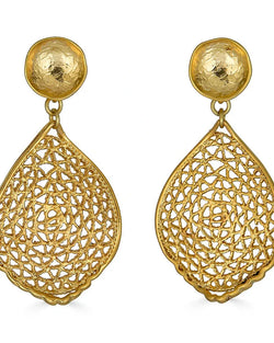 Gold Teardrop Lace Earring | Gold