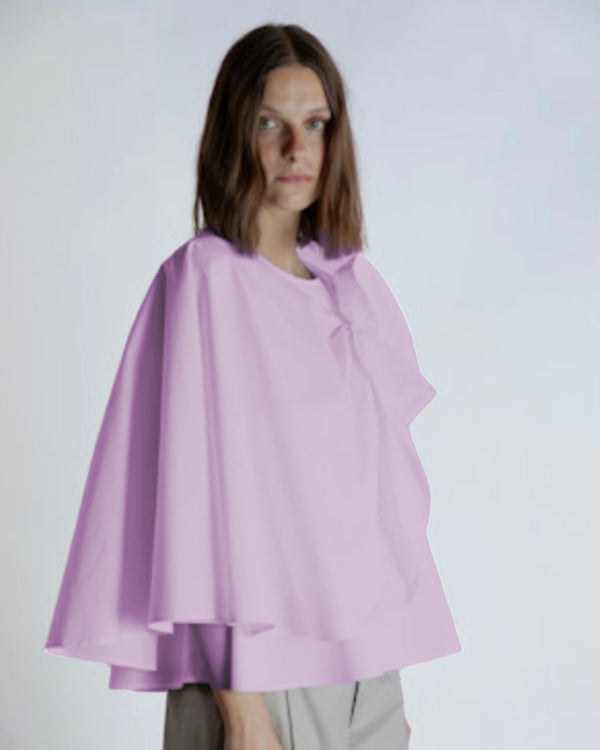 Shirt w/Overlay Cape and Floral Detail | Lavender