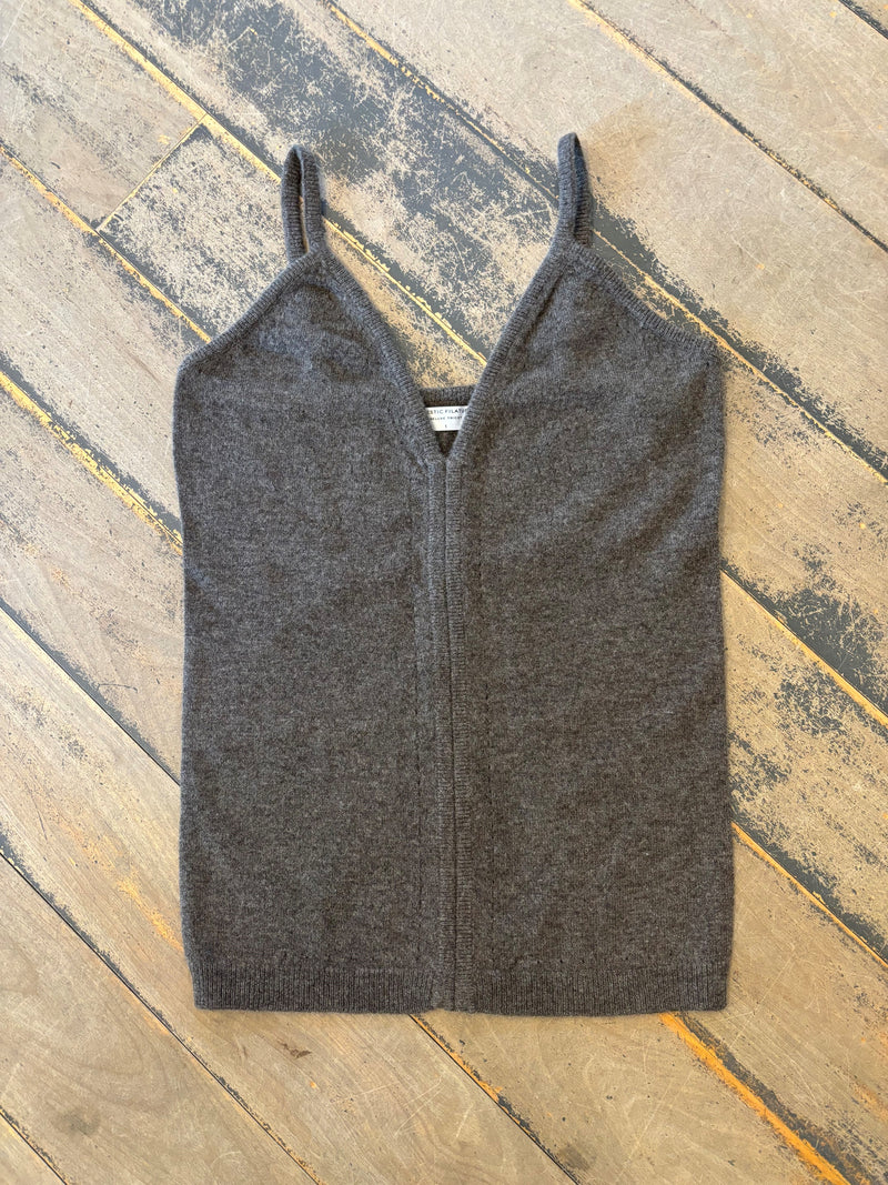 Cashmere Wool V Neck Tank | Moccha