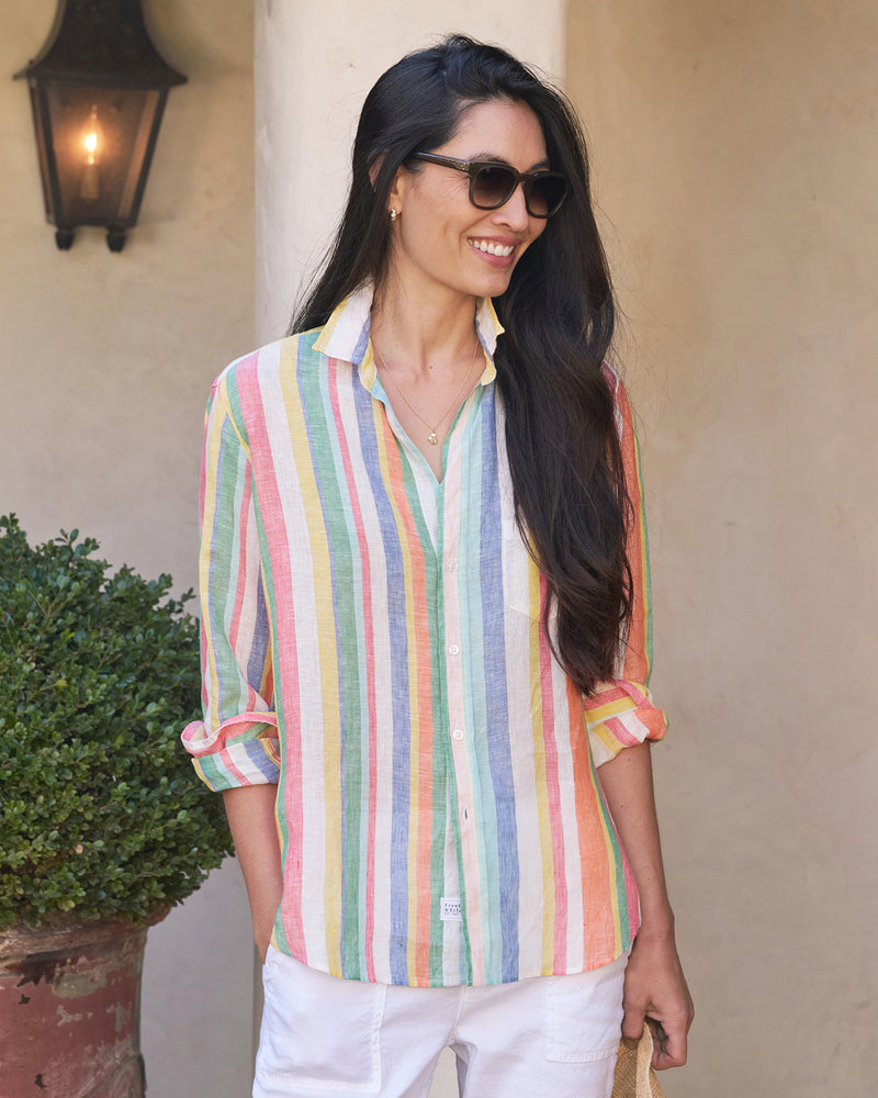 Eileen Linen Button Down | Multi Stripe