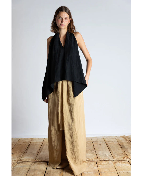 Wrap Palazzo Pants with Cross Tie Detail | Sand