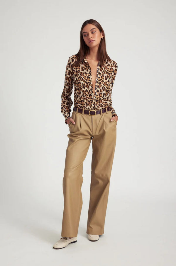 Fitted Button Up | Leopard Chiffon