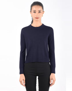 Long Sleeve Merino Crewneck | Navy