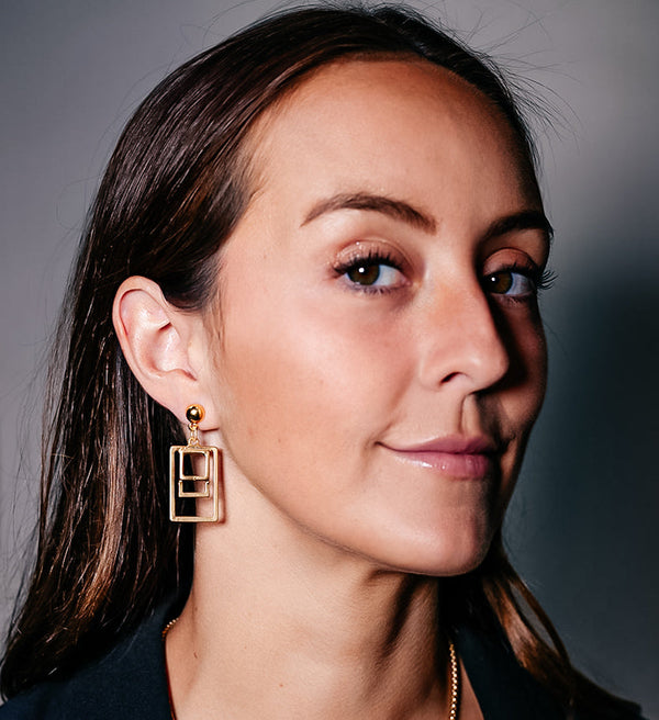 Nested Rectangle Matte Gold Earrings | Gold