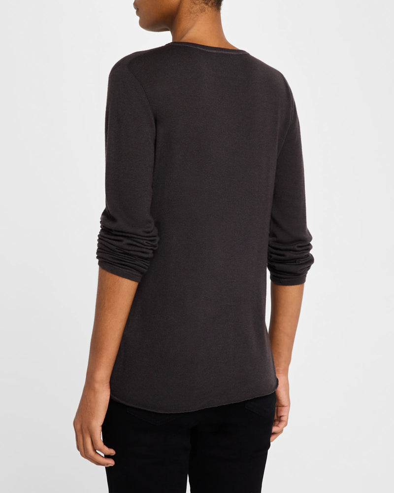 Long Sleeve Cashmere Crewneck | Chocolate