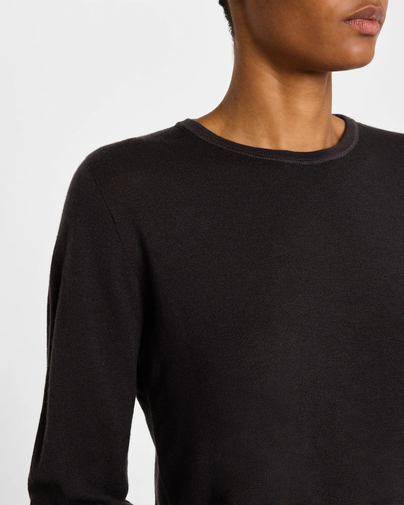 Long Sleeve Cashmere Crewneck | Chocolate