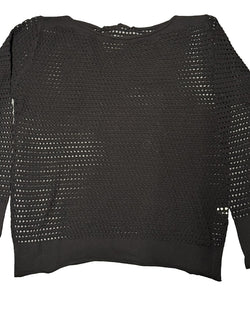 Boatneck Open Knit Pullover | Black