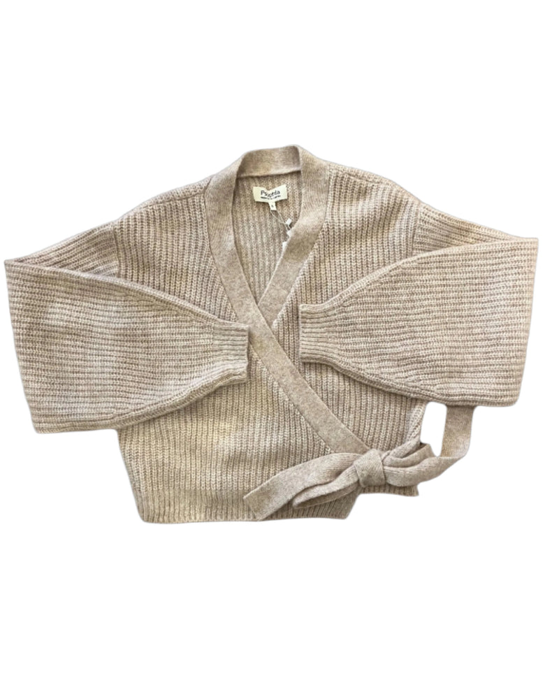 Knit Wrap Cardigan | Beige