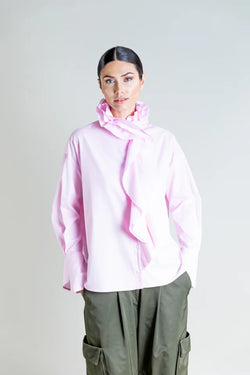 Raw Edge Ruffle Neck | Rose