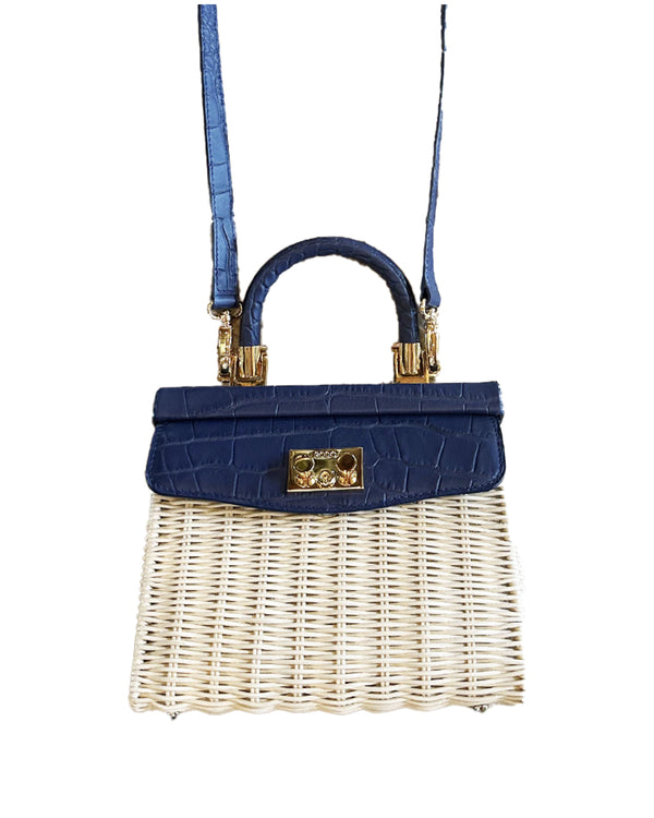 Small Paris Navy Croco Bag