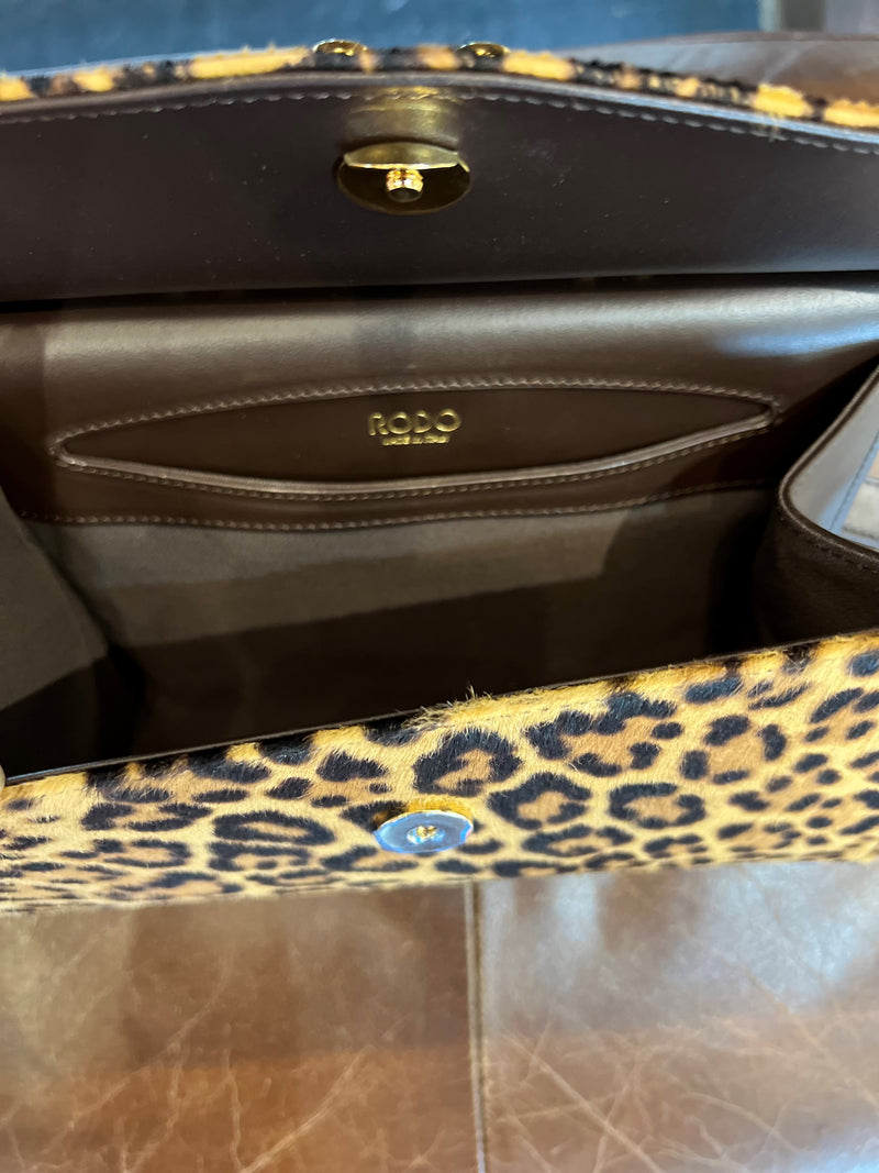 Borsa Leopard Pony Hair Handbag